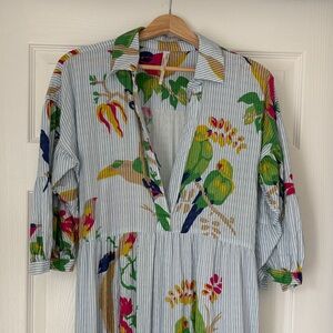 Anthropologie Striped Maxi Dress with Floral Print